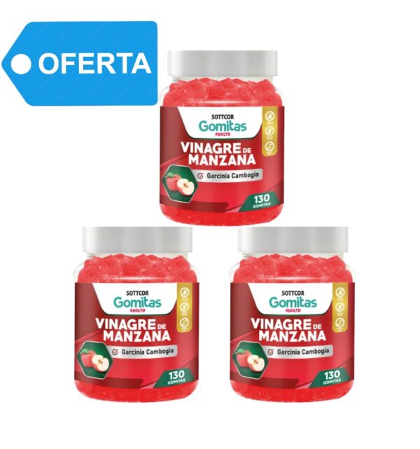 GOMITAS DE VINAGRE DE MANZANA x 130 GOMS SOTTCOR - TRIPACK