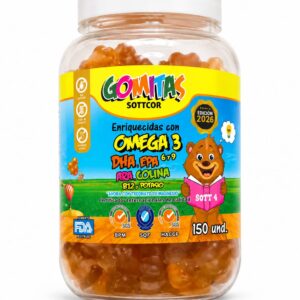 OMEGA 3, 6 y 9 DHA, EPA, ARA, COLINA, B12 Y POTASIO x 150 GUMITAS - SOTTCOR