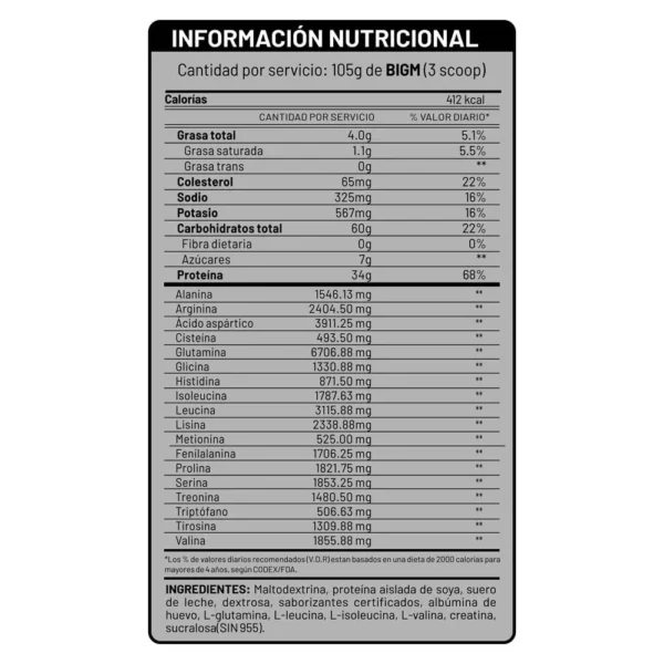 BIGM (BOLSA DE 5KG) - UNIVERSE NUTRITION - Imagen 2