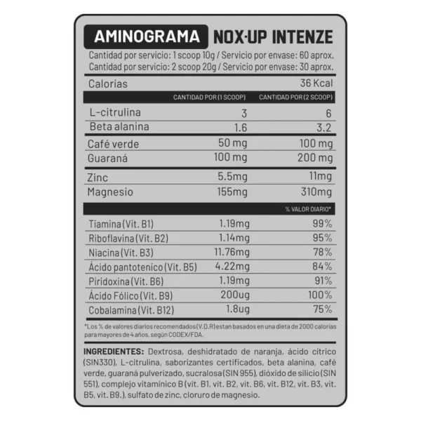 NOX-UP INTENZE (POTE DE 1KG) - UNIVERSE NUTRITION - Imagen 2