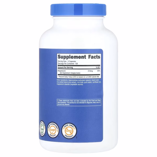 MAGNESIUM GLYCINATE 210 MG x 360 CAPS - NUTRICOST - Imagen 2