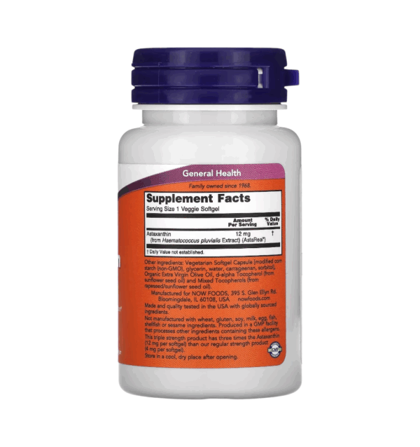 ASTAXANTHIN 12 MG x 60 CAPS - NOW - Imagen 2