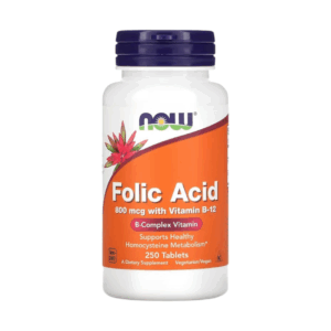 FOLIC ACID (con Vitamina B12) 800 MCG x 250 TABLETS - NOW