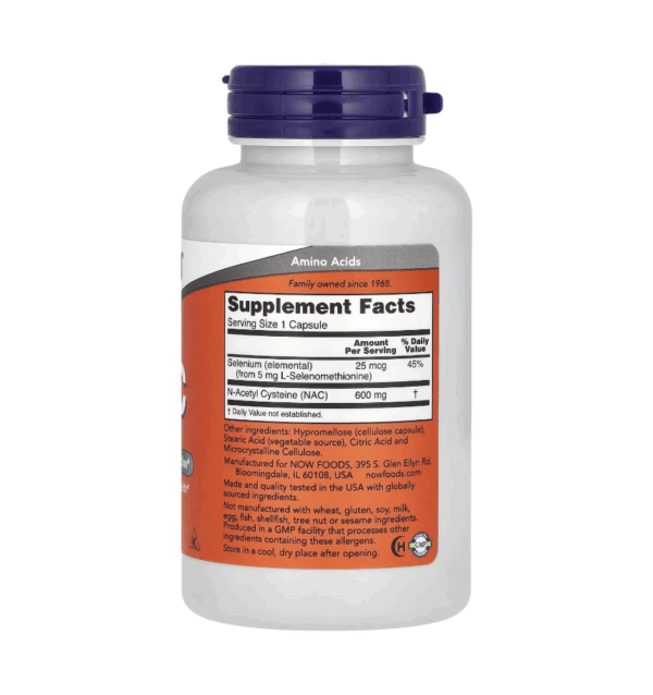 NAC 600 MG x 100 CAPS - NOW - Imagen 2