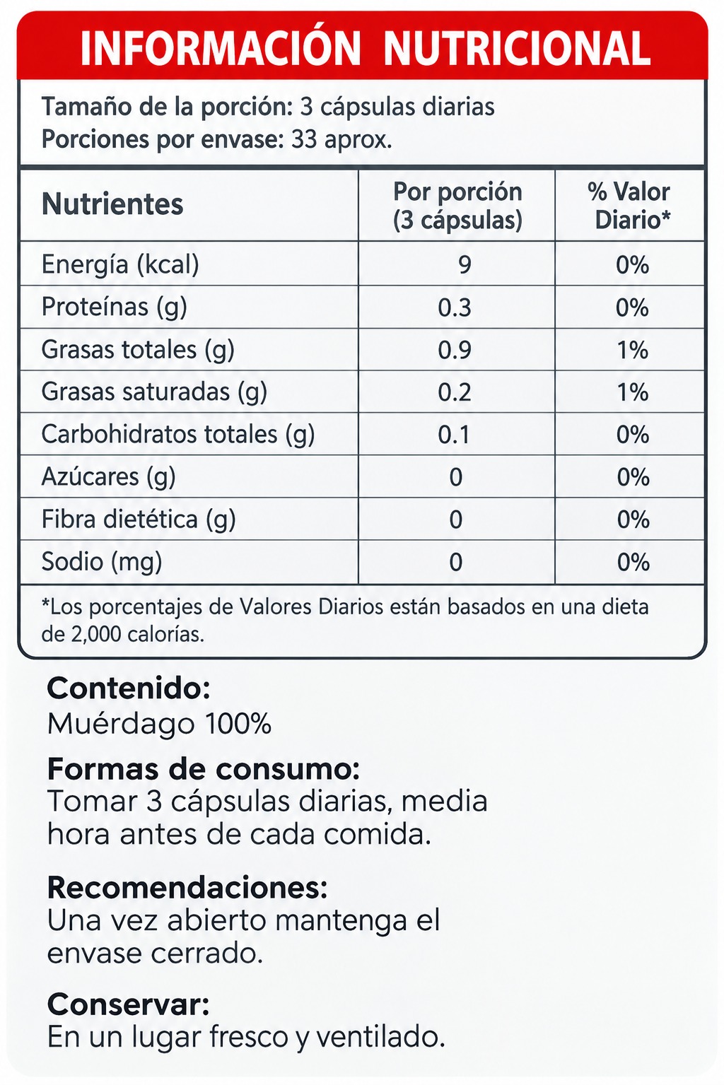 MUERDAGO PREMIUM 500 MG x 100 CAPS - ELYON NATURAL - Imagen 2