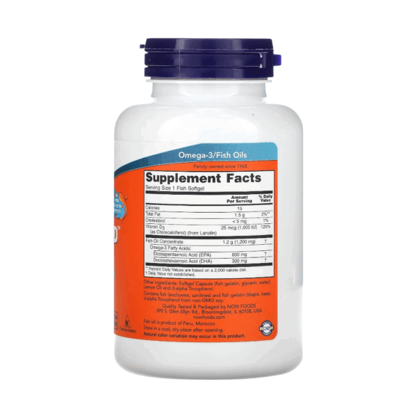 ULTRA OMEGA 3-D FISH OIL 1,000 IU x 90 CAPS - NOW - Imagen 2