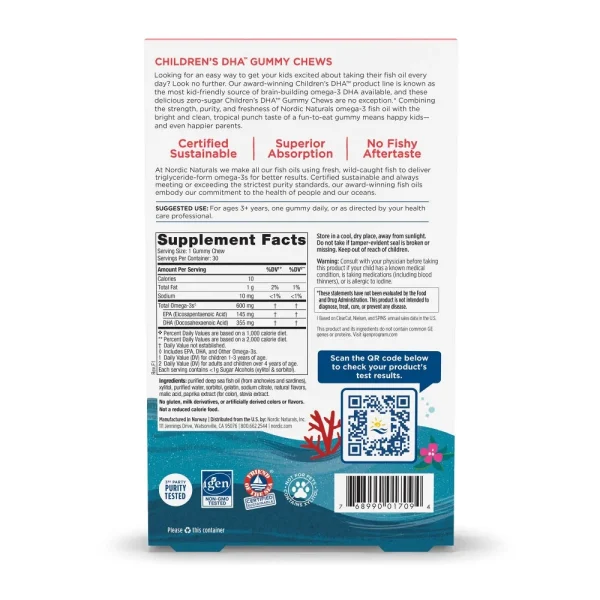 (Zero sugar) CHILDREN'S DHA 600 MG x 30 GUMMY - NORDIC NATURALS - Imagen 2