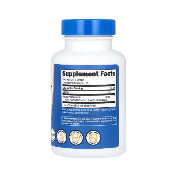 ASTAXANTHIN 12 MG x 60 CAPS - NUTRICOST - Imagen 2