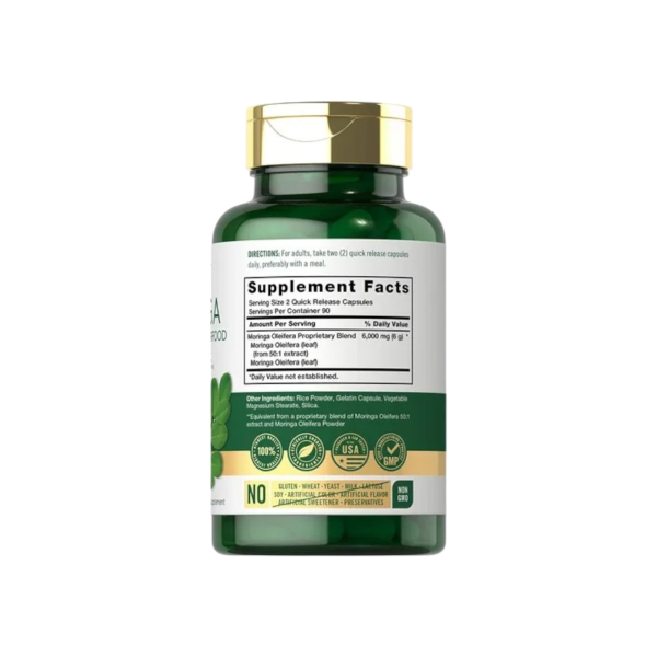 MORINGA (Complete green superfood) 6000 MG x 180 CAPS - CARLYLE - Imagen 2