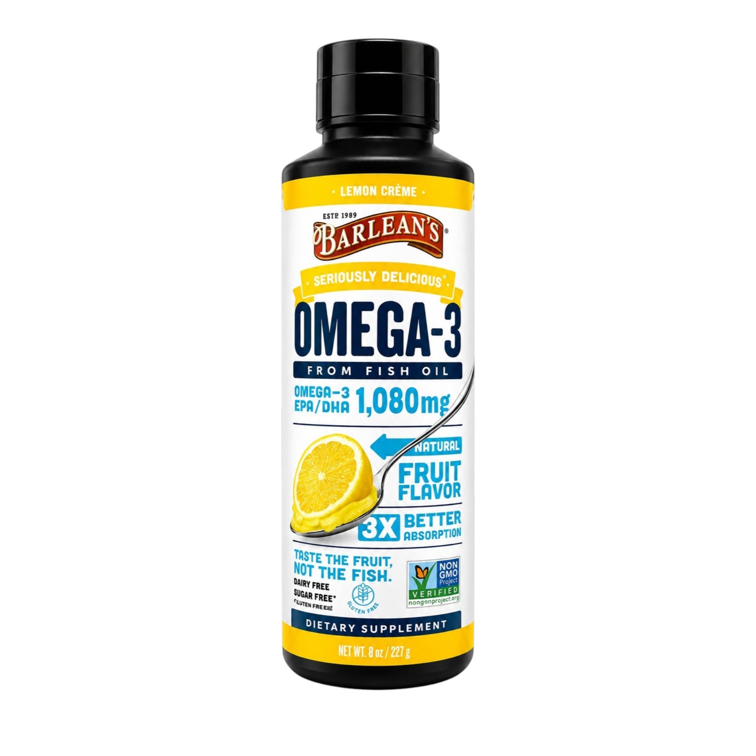 OMEGA-3 (Aceite de pescado) 1,080 MG x 227 ML - BARLEAN'S