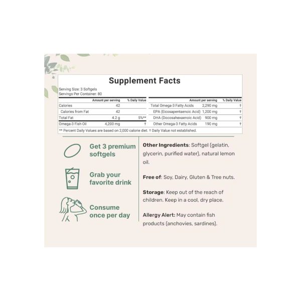 OMEGA-3 (triple fuerza) FISH OIL 4,200 MG x 240 SOFT - Imagen 2