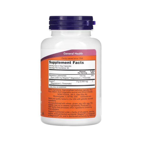 MAGTEIN MAGNESIUM L-THREONATE 90 CAPS - NOW - Imagen 2