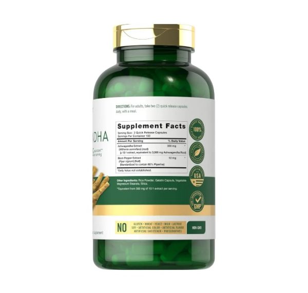 ASHWAGANDHA 3000 MG x 300 CAPS) - CARLYLE - Imagen 3