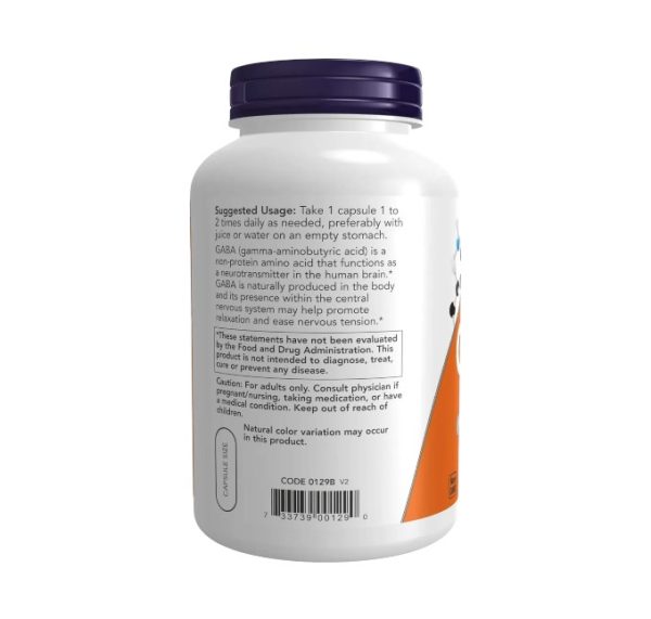 GABA 750 MG x 200 CAPS - NOW - Imagen 2