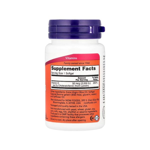 VITAMIN D-3 2,000 IU x 30 CAPS - NOW - Imagen 2