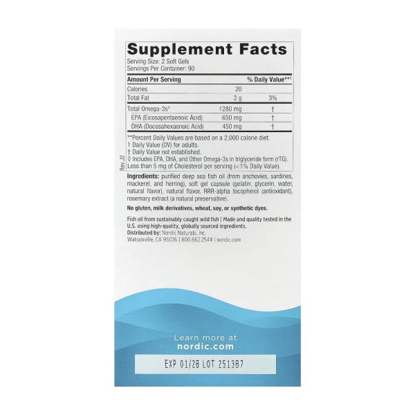 ULTIMATE OMEGA 1280 MG x 180 SOFT - NORDIC NATURALS - Imagen 2