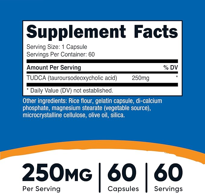 TUDCA (Ácido Taururesodesoxicólico) 250 MG x 60 CAPS - NUTRICOST - Imagen 2