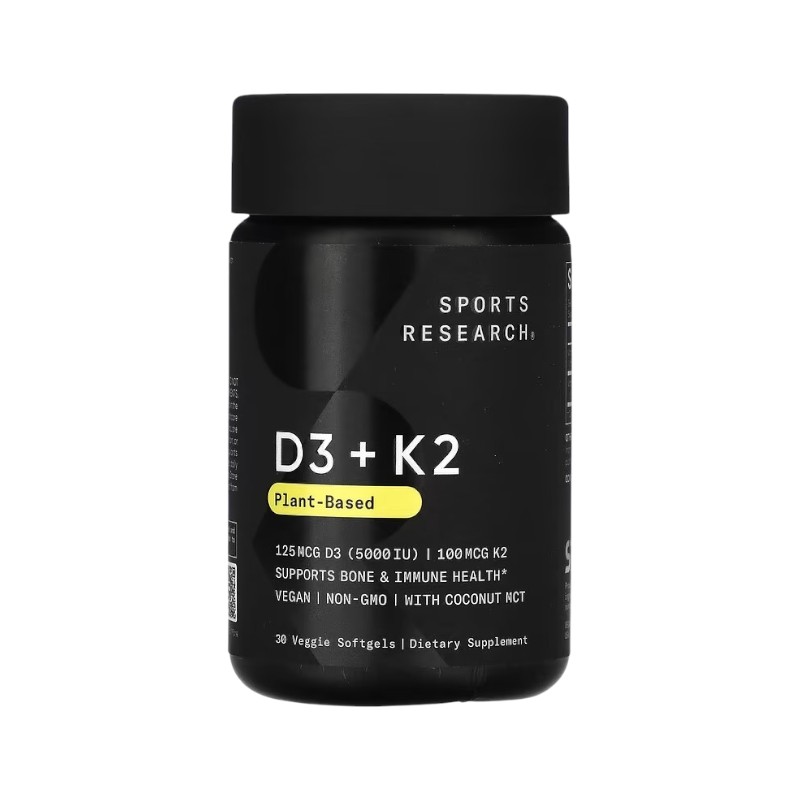 D3 + K2 Plant-Based de 125 MCG x 30 SOFT - SPORTS RESEARCH