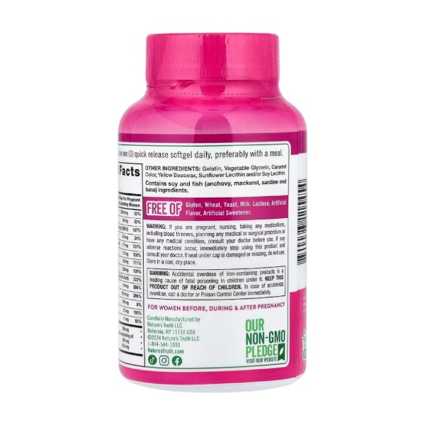 Ultra PRENATAL MULTIVITAMIN + DHA x 120 SOFT - NATURE'S TRUTH - Imagen 2