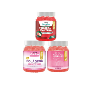 GOMITAS DE VINAGRE DE MANZANA,COLAGENO CON BIOTINA,BBL x 130 GOMS SOTTCOR– TRIPACK