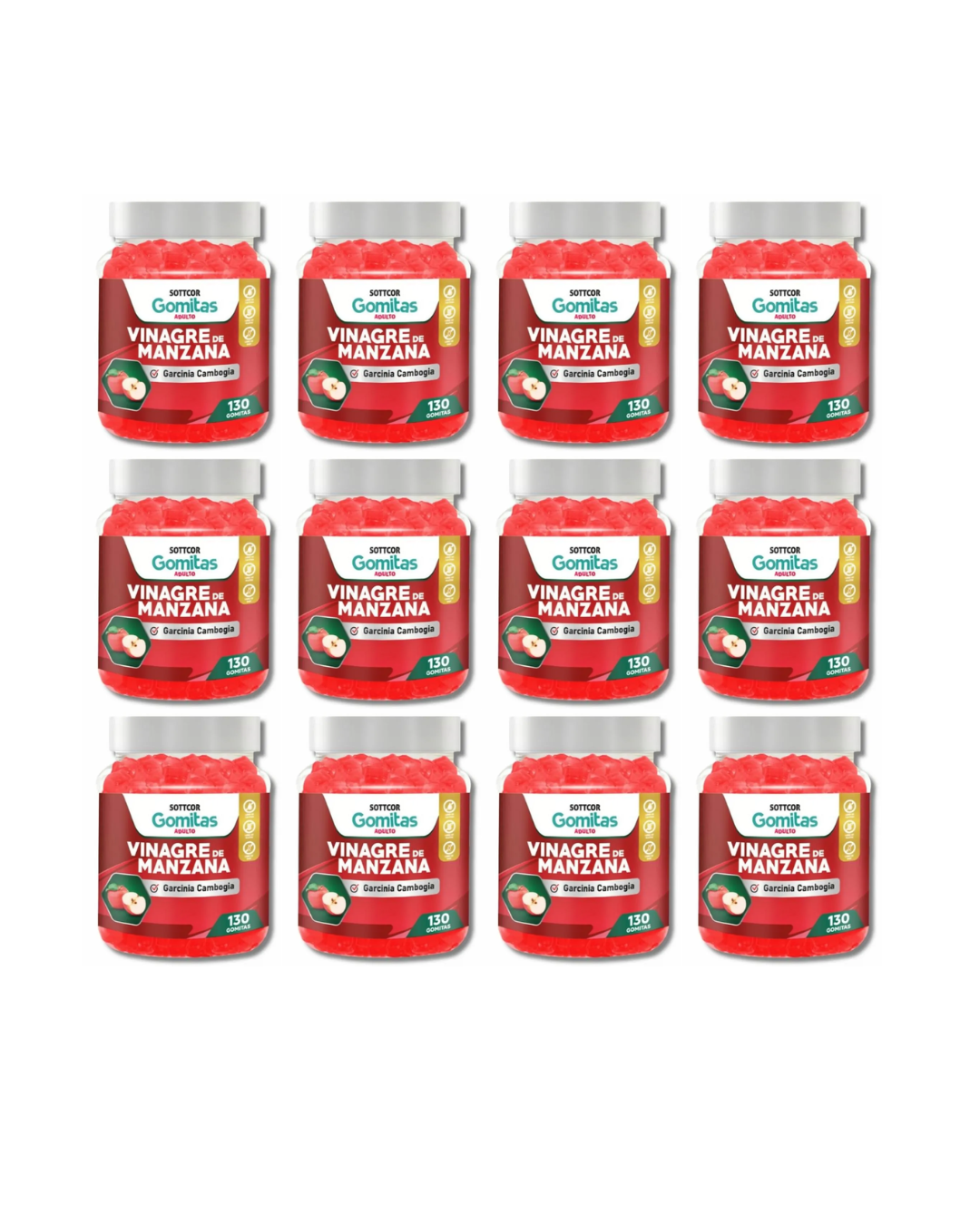 DOCENA (12) GOMITAS DE VINAGRE DE MANZANA x 130 GOMS SOTTCOR