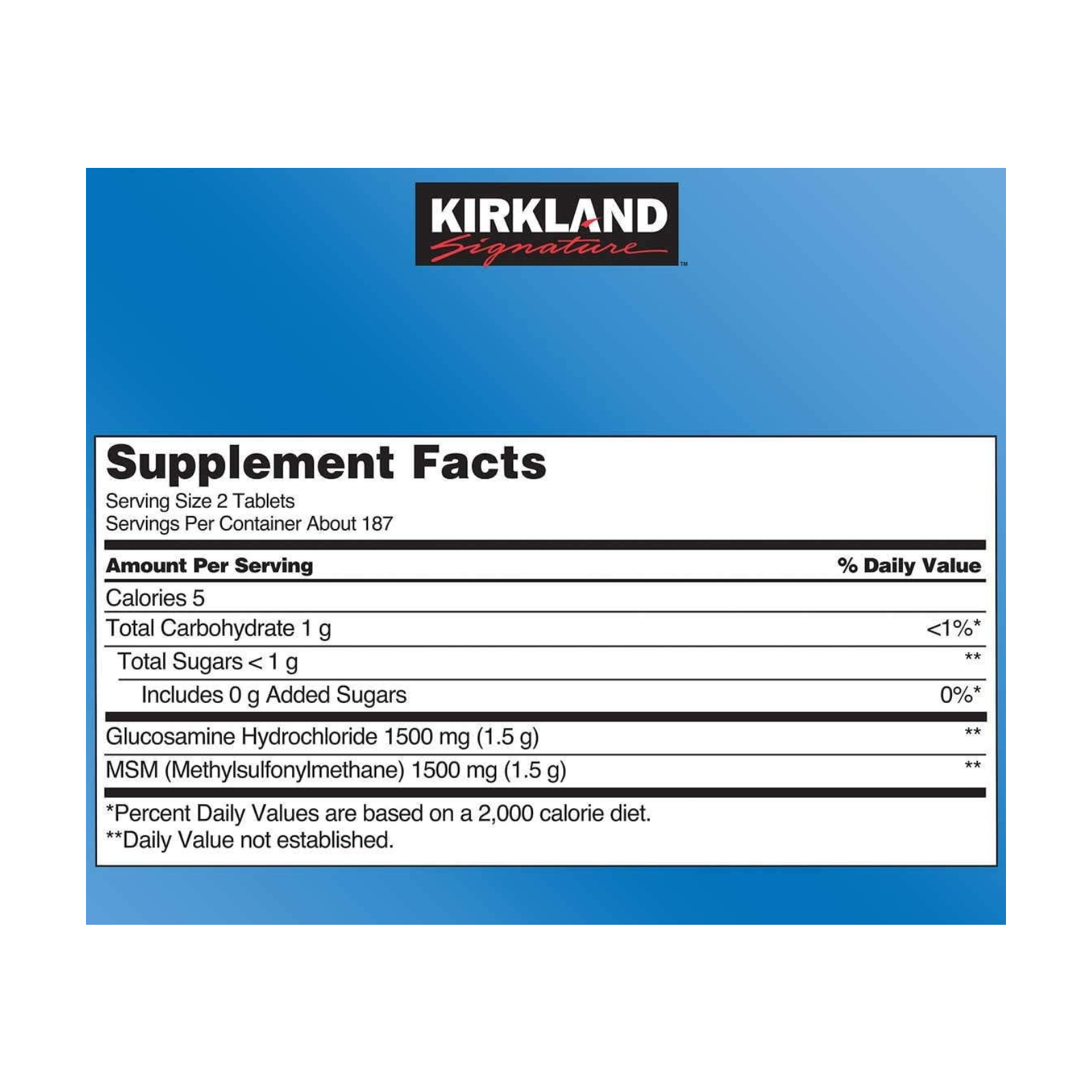 GLUCOSAMINE HCI with MSM 1500 MG x 375 TABLETS - KIRKLAND - Imagen 2