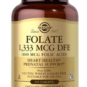FOLATE 1,333 MCG DFE (800 MCG FOLIC ACID) x 250 TABLETS - SOLGAR