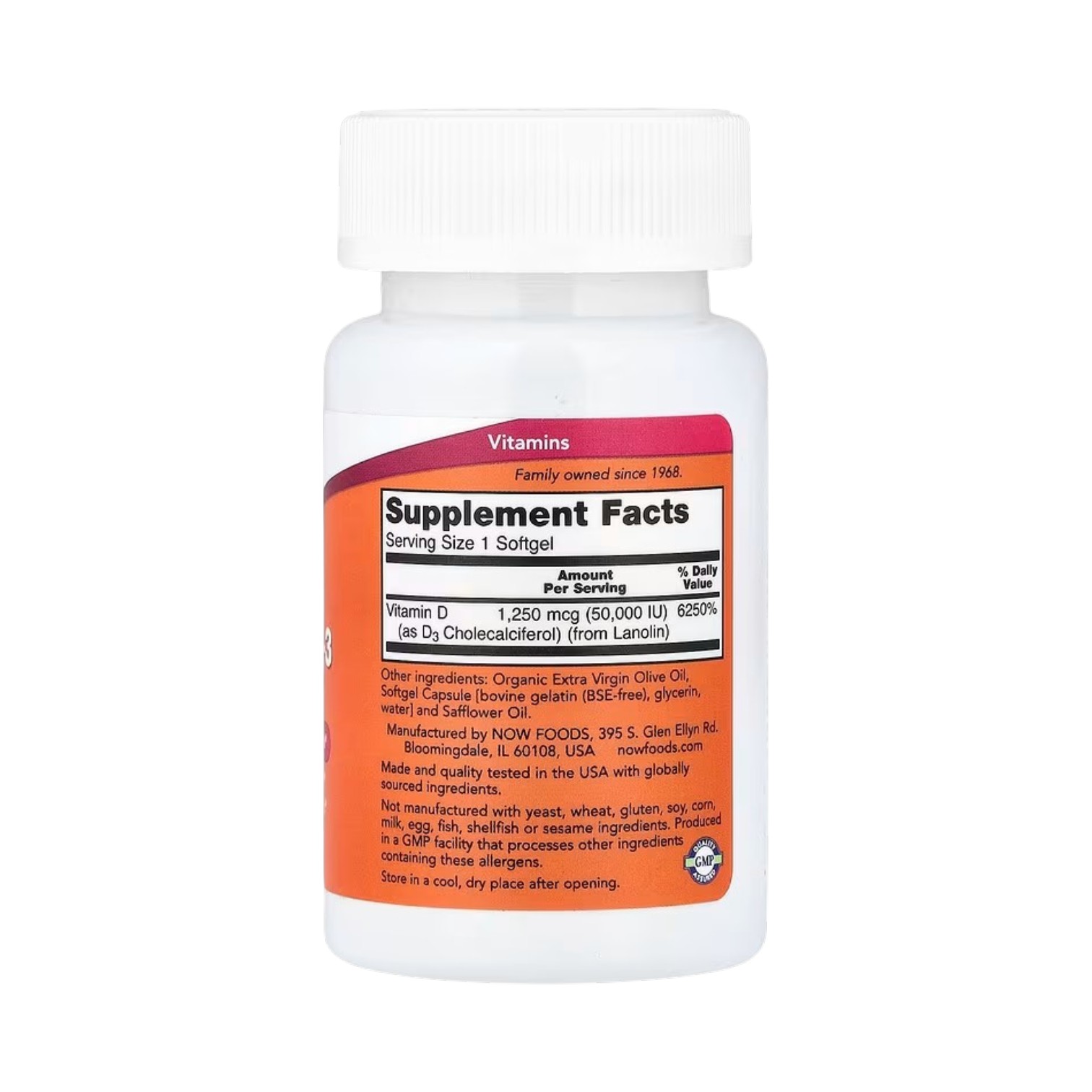 VITAMIN D-3 50,000 IU x 50 SOFT - NOW - Imagen 2
