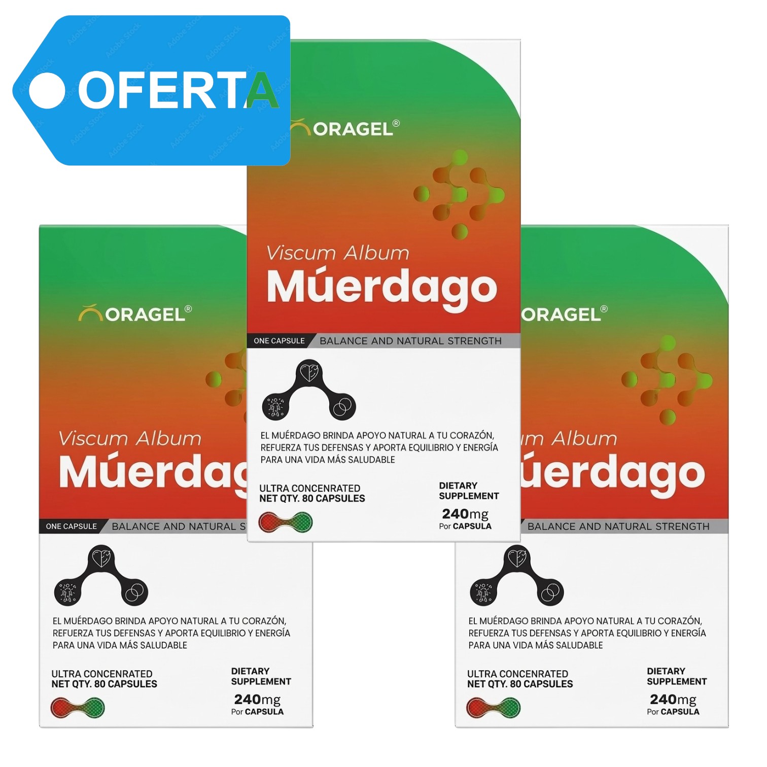 TRIPACK (3) VISCUM ALBUM MUERDAGO 240 MG x 80 CAPS - ORAGEL