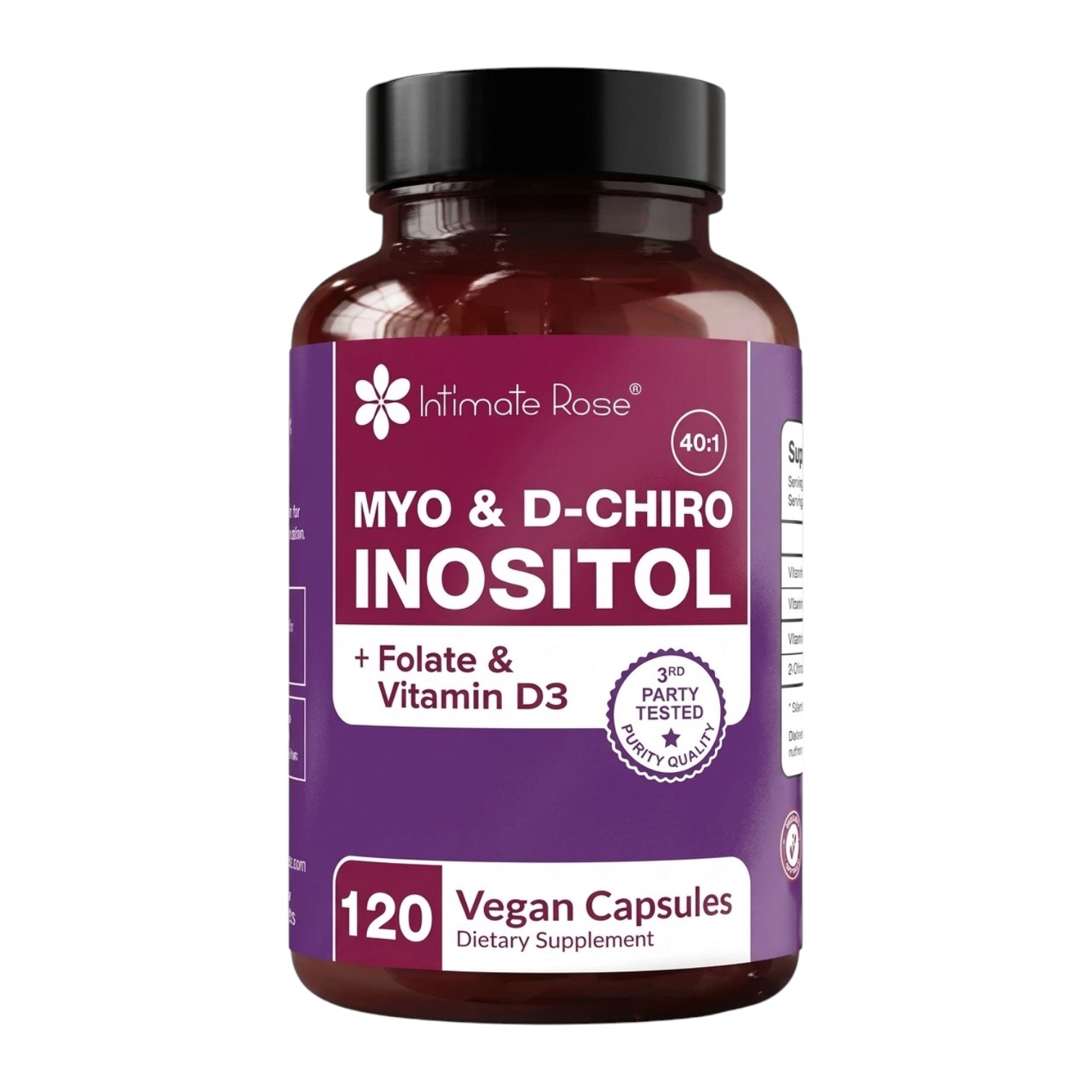 MYO & D-CHIRO INOSITOL FOLATE & VIT. D3 x 120 CAPS - INTIMATE ROSE