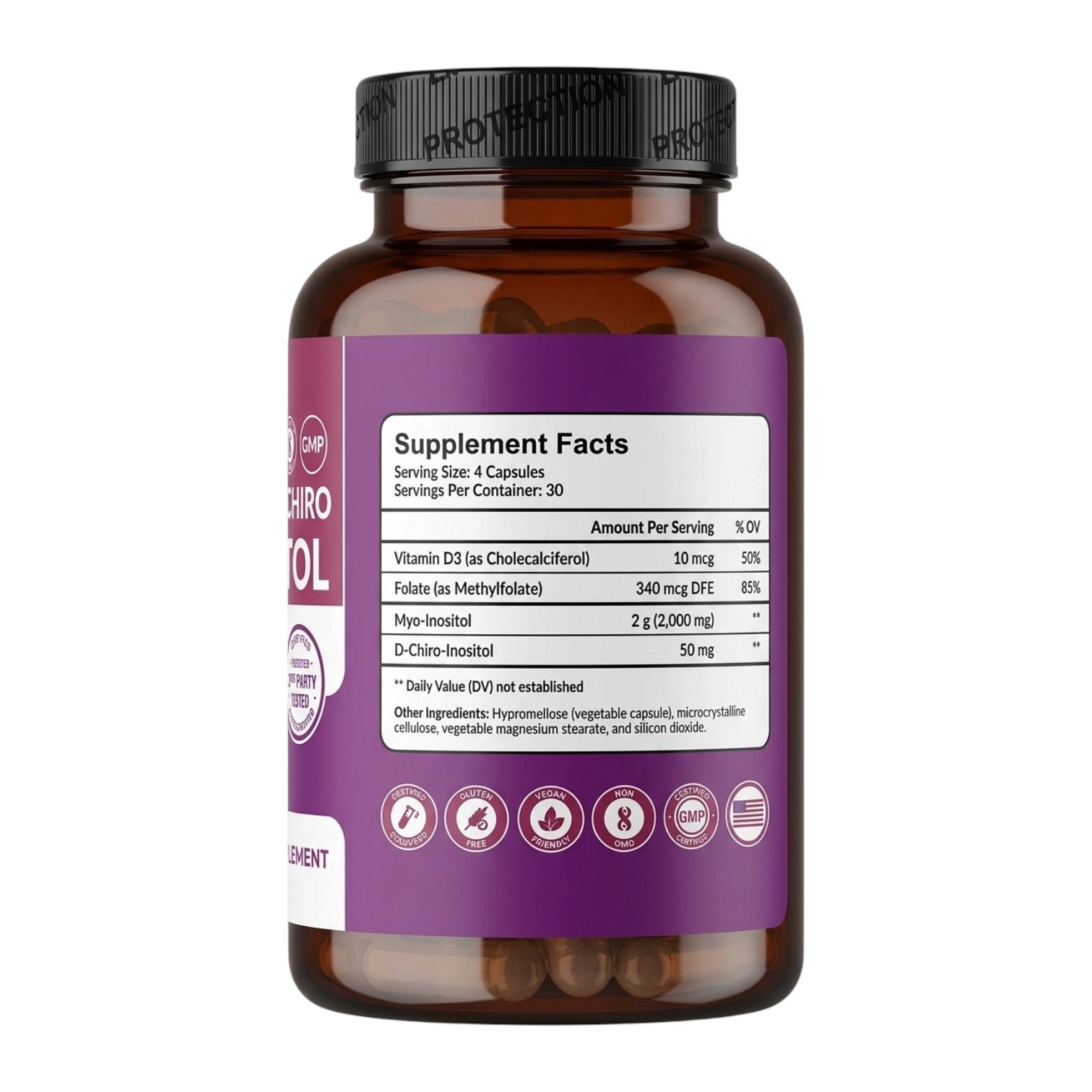 MYO & D-CHIRO INOSITOL FOLATE & VIT. D3 x 120 CAPS - INTIMATE ROSE - Imagen 2